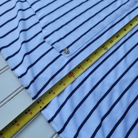 Lilly Pulitzer Hillary Popover Bright White Navy Blue Dress UPF 50+ Stretch Sz S - Picture 2 of 16